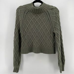 AEO American Eagle Crop Sweater Olive Green Knit XS